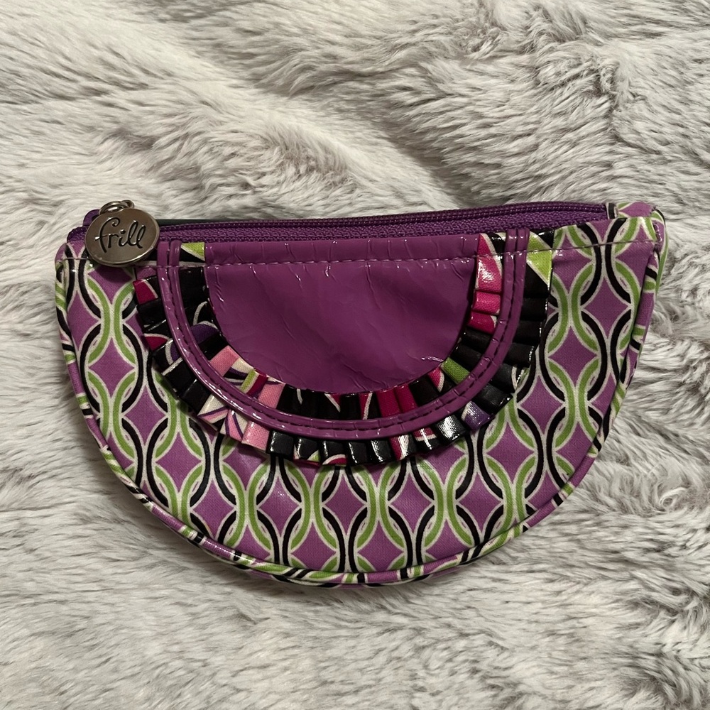 Vera Bradley Frill Purple Punch (Retired) Small Zip Pouch Coin Makeup